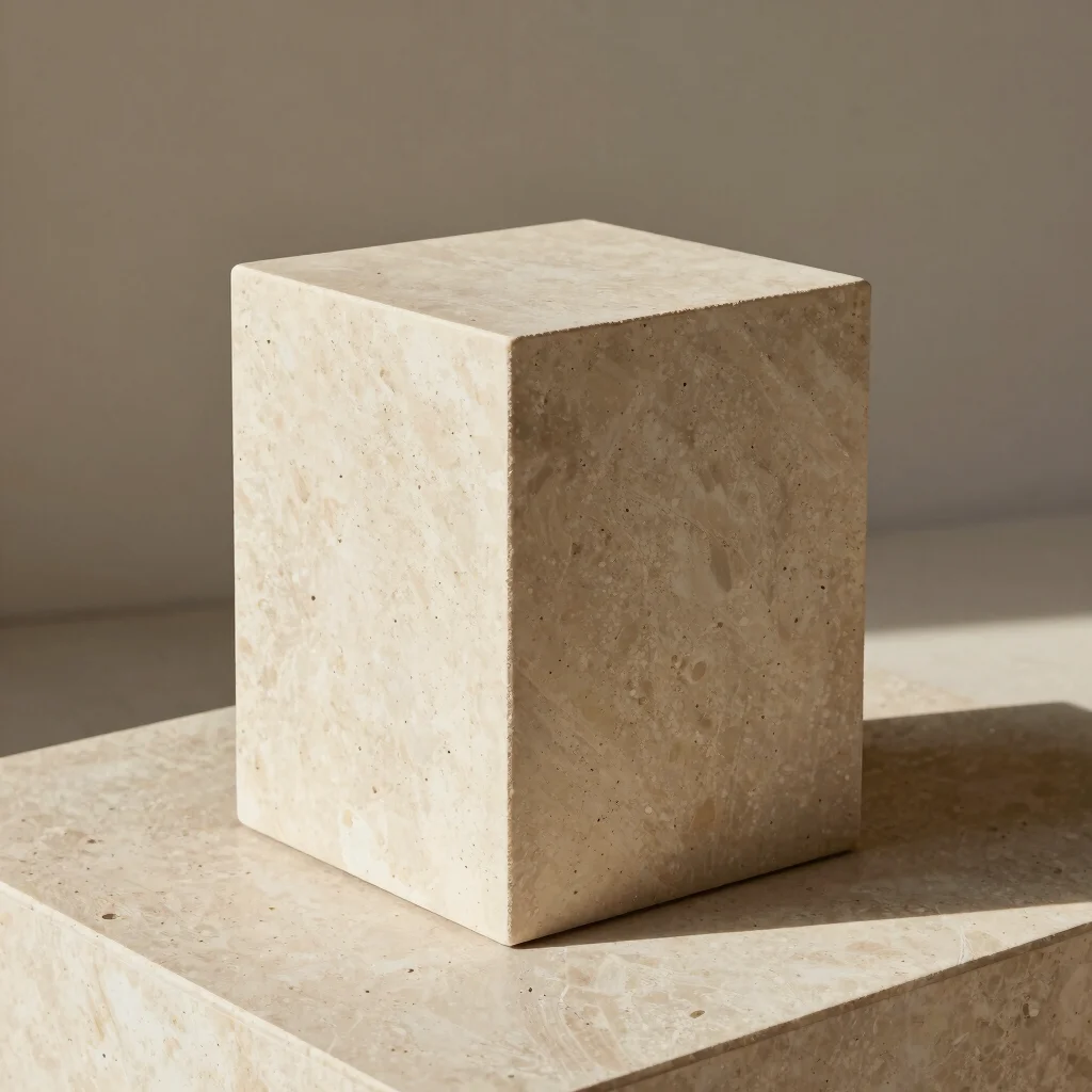Mara Monolithic Travertine Side Table